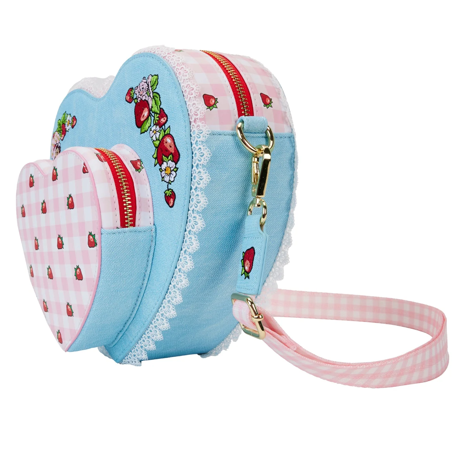 Loungefly x Strawberry Shortcake Denim Heart Crossbody Bag - Image 3