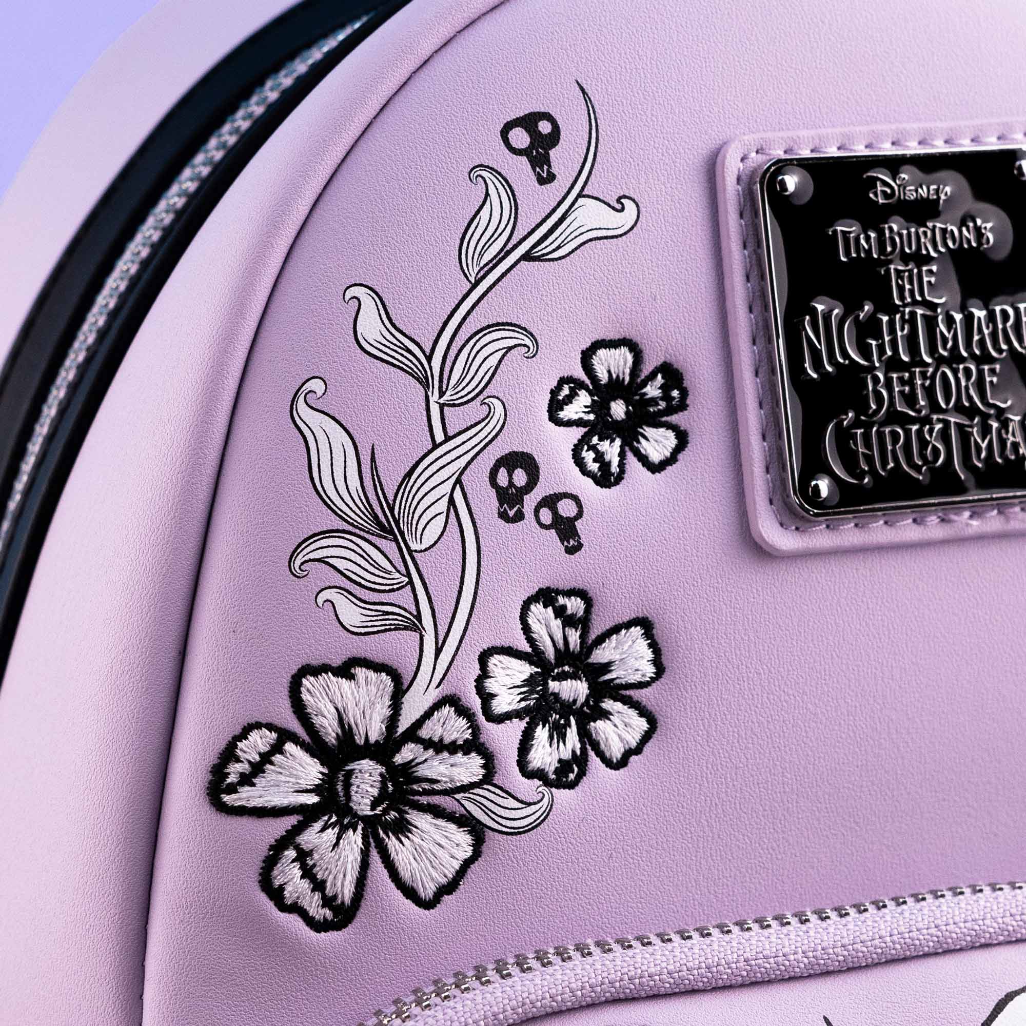 Loungefly x The Nightmare Before Christmas Jack and Sally Lavender Floral Mini Backpack - Image 4