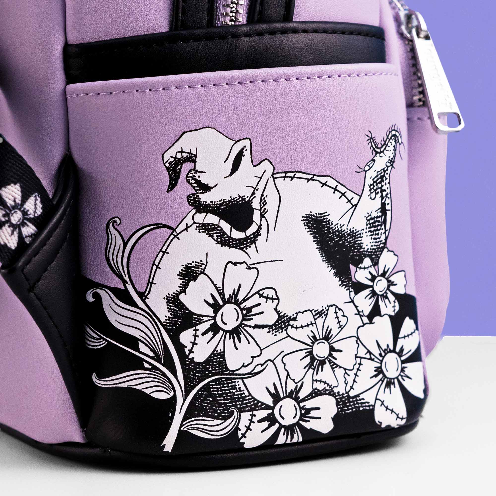 Loungefly x The Nightmare Before Christmas Jack and Sally Lavender Floral Mini Backpack - Image 5