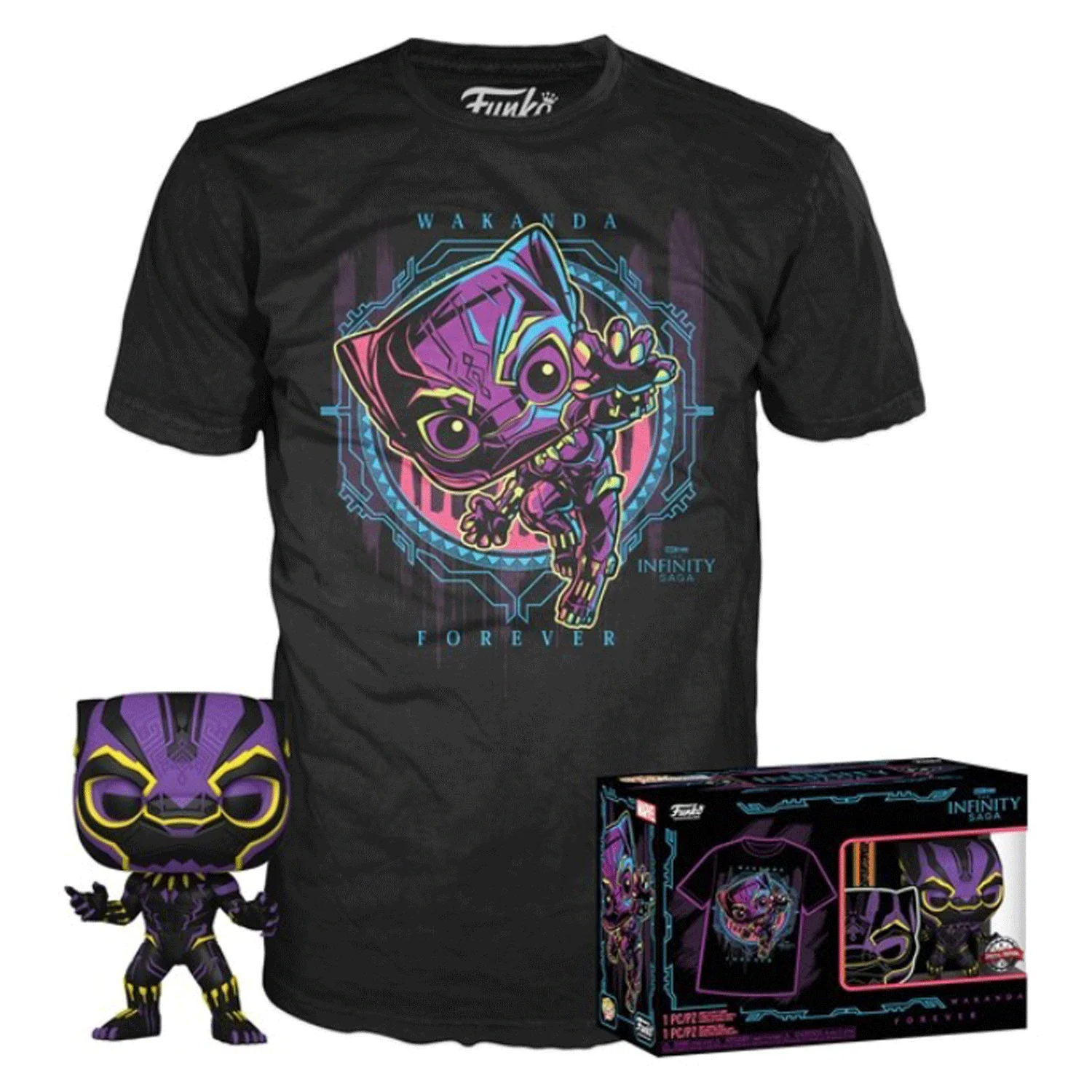 Marvel Black Panther Blacklight Pop! Vinyl and Tee Set - Image 3
