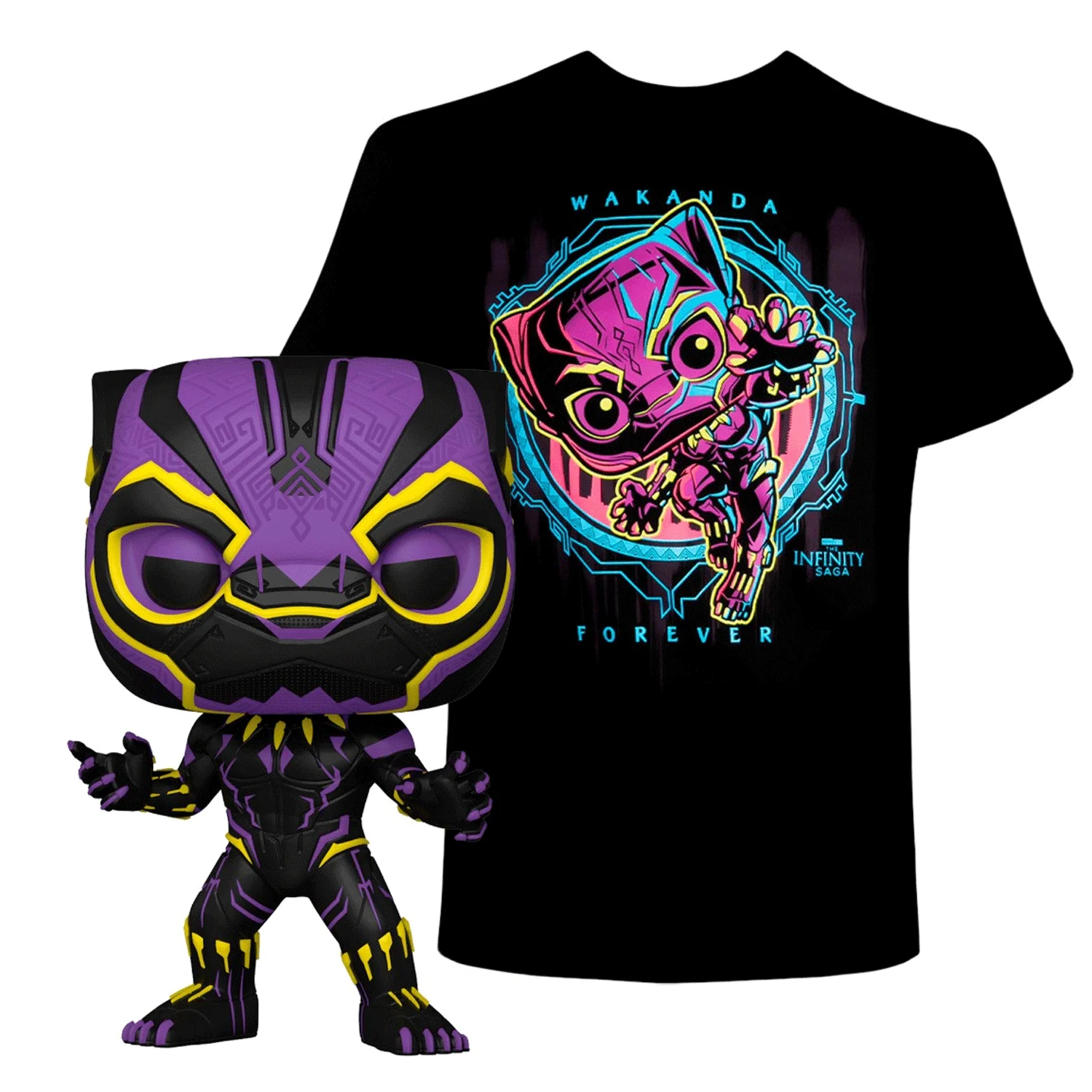 Marvel Black Panther Blacklight Pop! Vinyl and Tee Set - Image 4