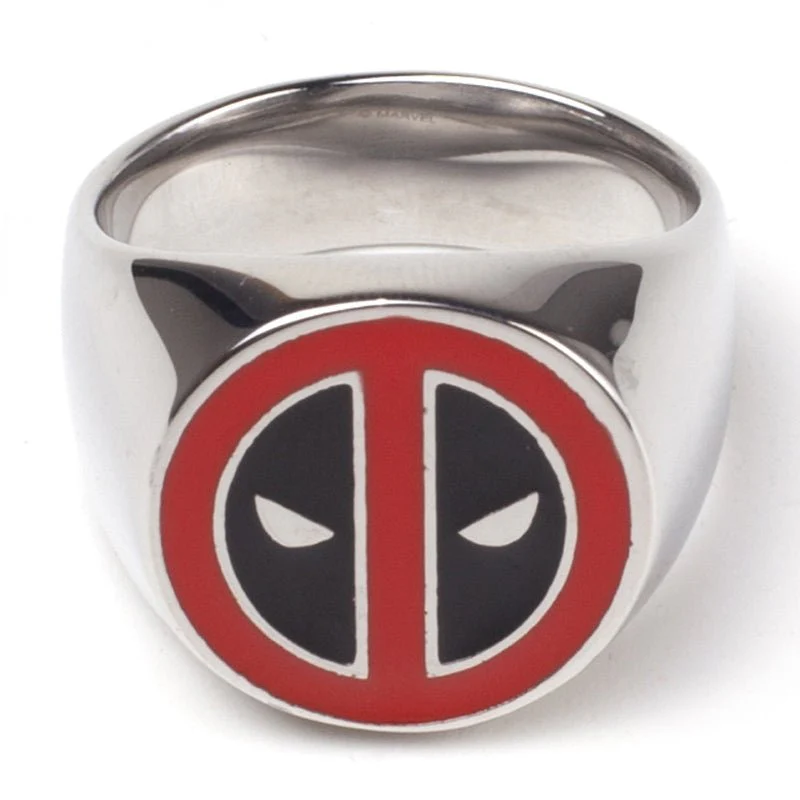 Marvel Deadpool Mask Logo Metal Signet Ring - Image 5