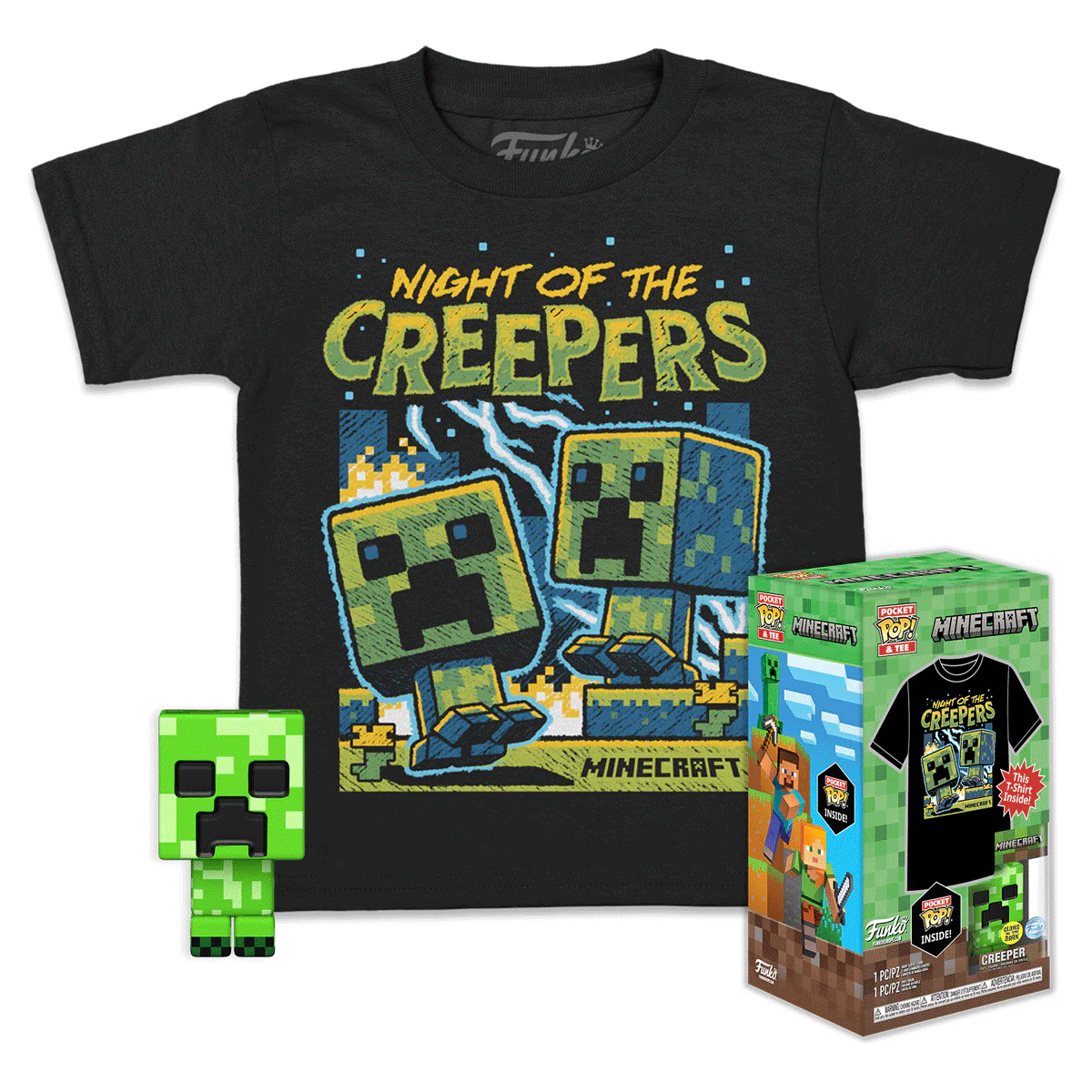 Minecraft Creeper Pocket Pop! Vinyl and Tee Set for Kids - Image 3