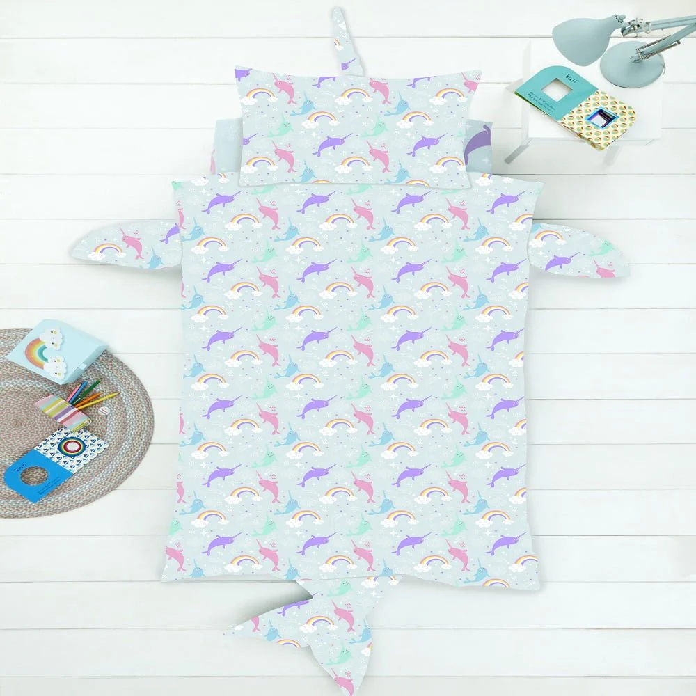 Narwhal Shaped Single Duvet Cover Bedding Set - Image 2