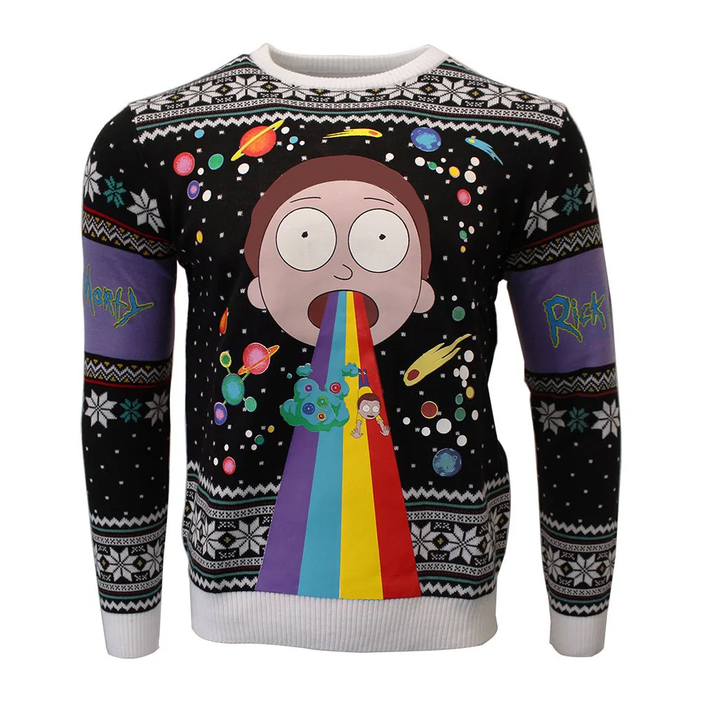 Rick and Morty Rainbow Knitted Christmas Jumper / Sweater - Image 12