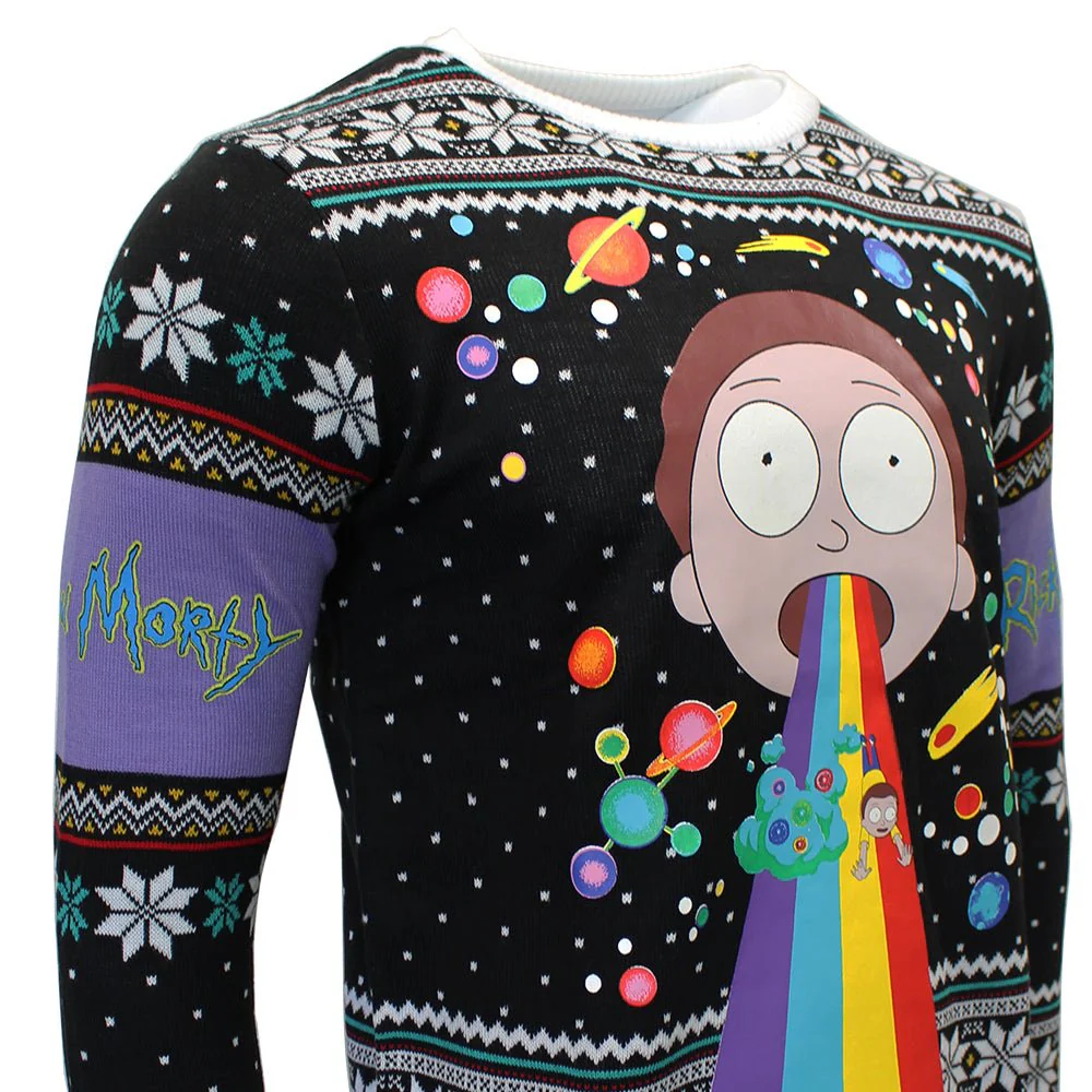 Rick and Morty Rainbow Knitted Christmas Jumper / Sweater - Image 2