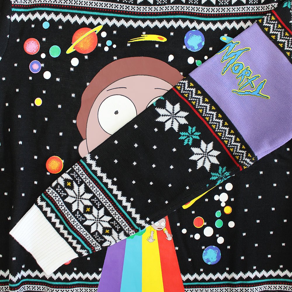 Rick and Morty Rainbow Knitted Christmas Jumper / Sweater - Image 3