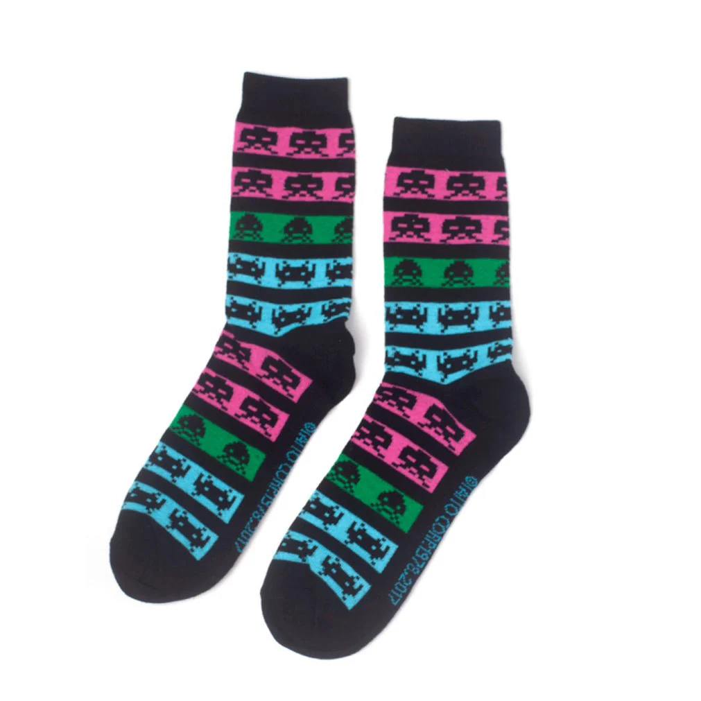 Space Invaders Neon Colours Crew Socks - Image 2