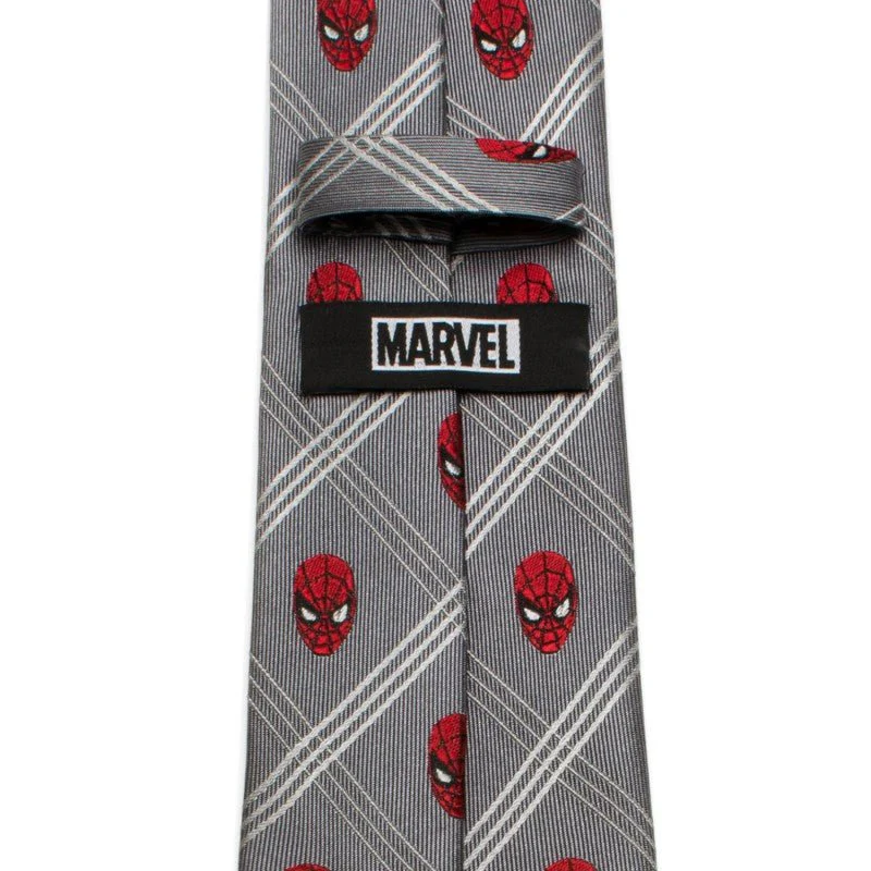 Spider-Man Grey Plaid Silk Tie - Image 3