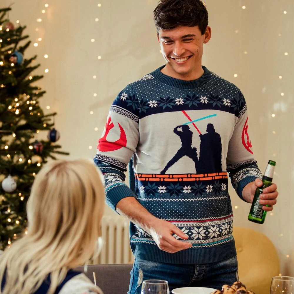 Star Wars Luke vs. Darth Knitted Christmas Jumper / Sweater - Image 2