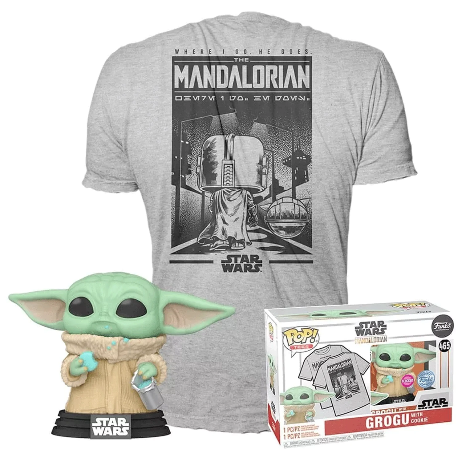 Star Wars The Mandalorian Grogu with Cookie Pop! Vinyl and Tee Set - Image 3