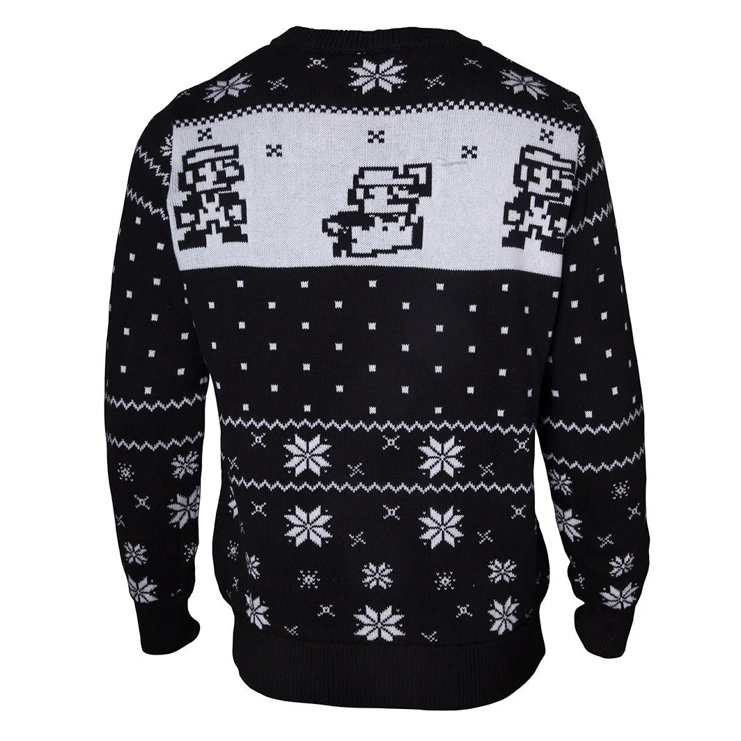 Super Mario Bros 8-Bit Knitted Christmas Jumper (Black) - Image 2