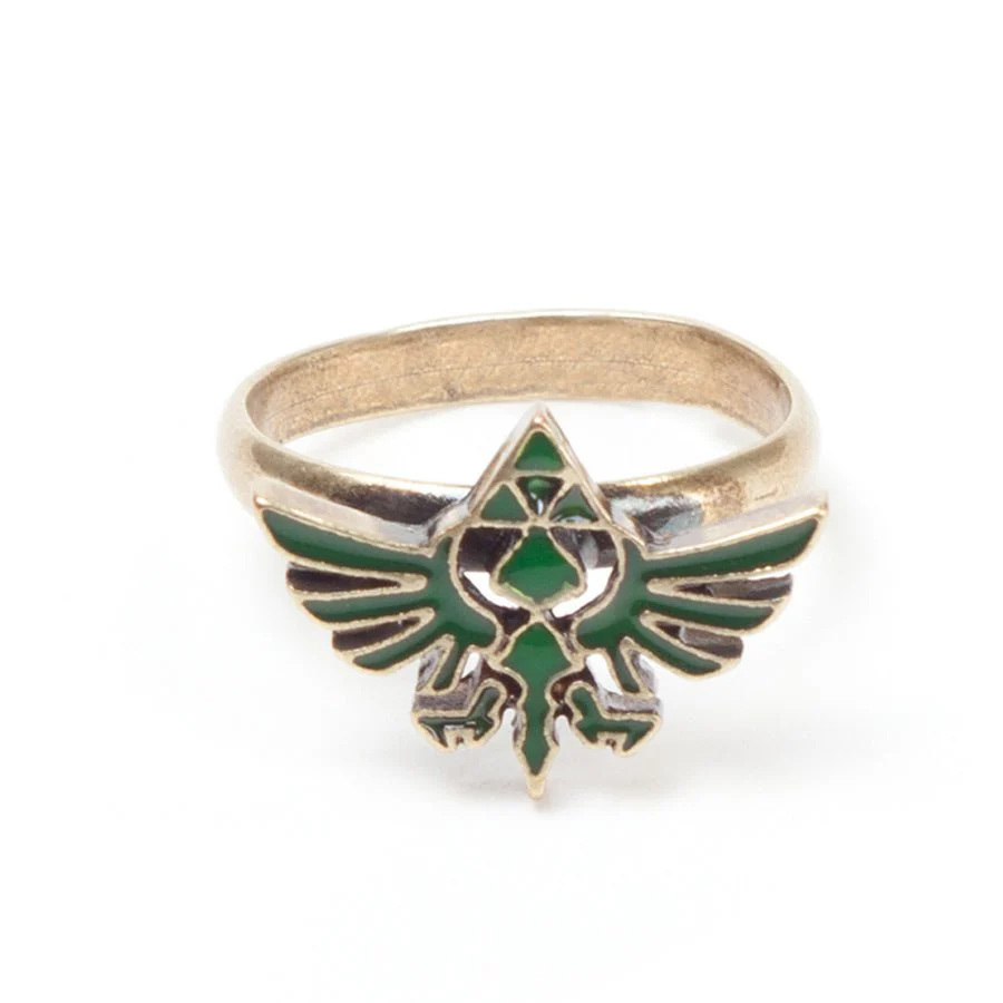 The Legend of Zelda Gold Ring with Green Triforce Logo - Image 4