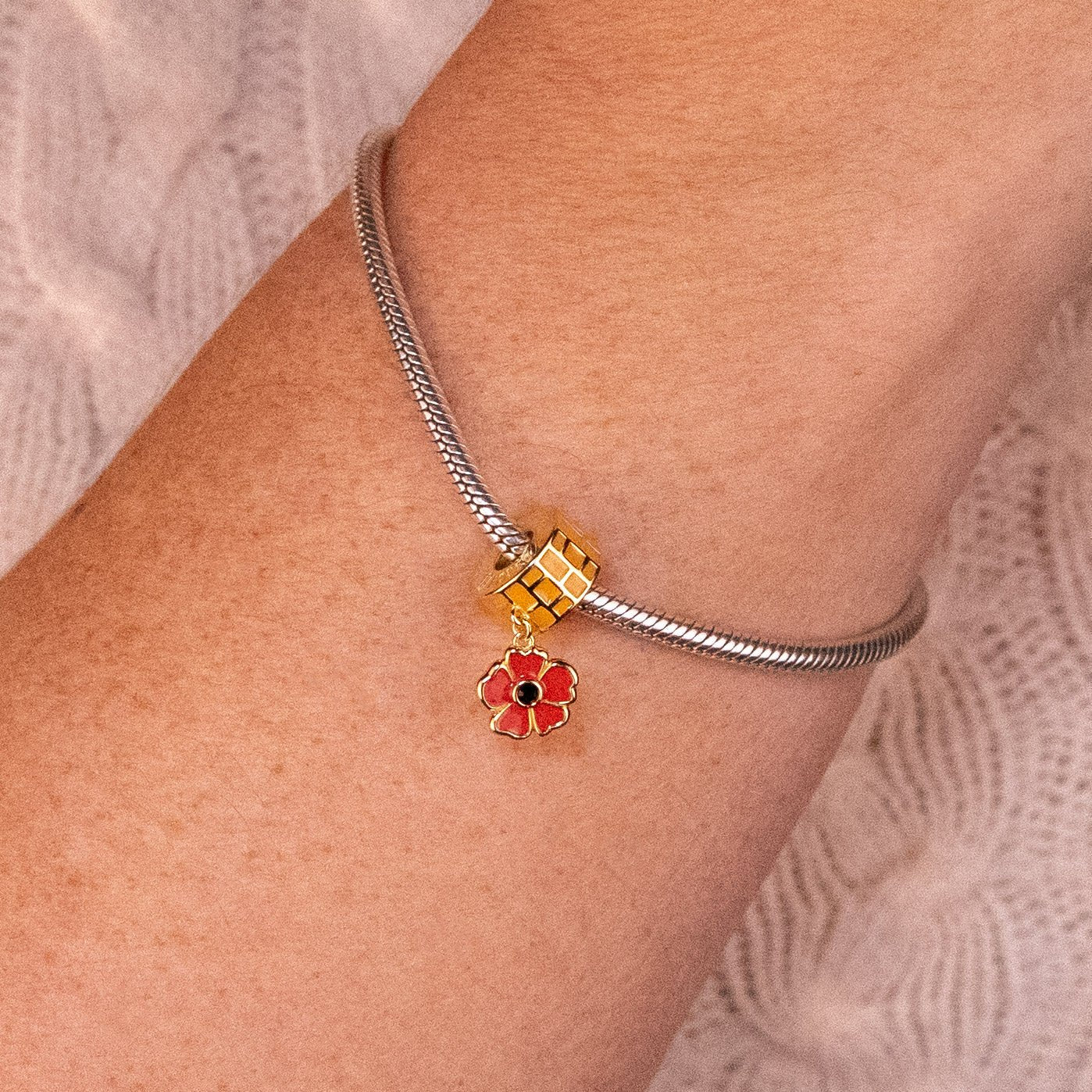 Wicked: For Good Poppy and Yellow Brick Road Gold Plated Sterling Silver Slider Charm - Image 2